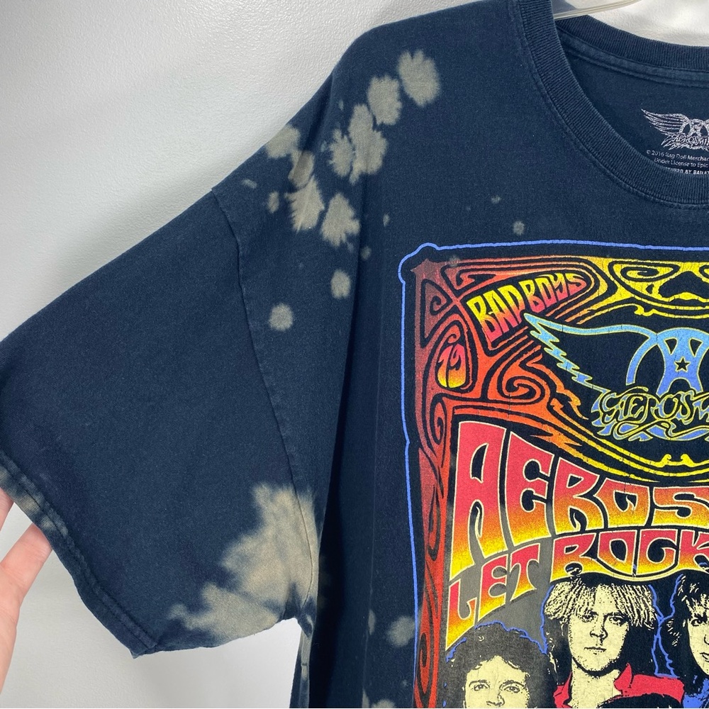 Aerosmith Live Let Rock Rule Tour 2014 Black Tie-Dye Concert Band Tee T-Shirt 3X - Picture 6 of 11